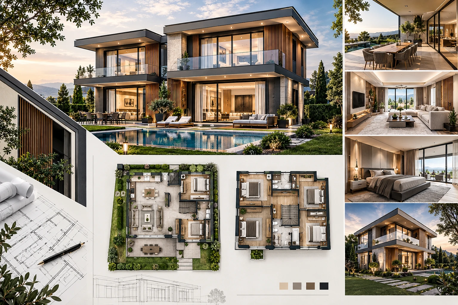 Villa tasarımı ve mimari plan sunumu — tanıtım görseli